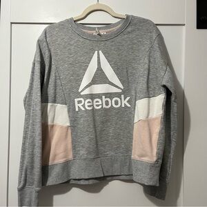 Reebok Pink Grey White Pattern Lightweight Sweatshirt